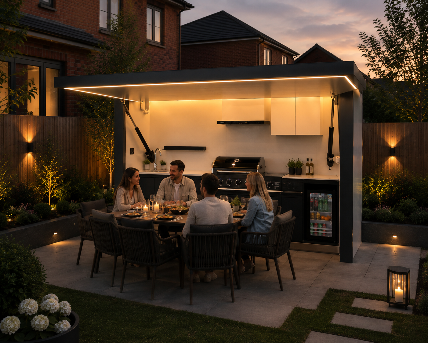 Party Kitchen in a landscaped garden patio